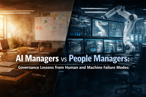 AI Managers vs People  Managers: Governance Lessons from Human and Machine Failure Modes